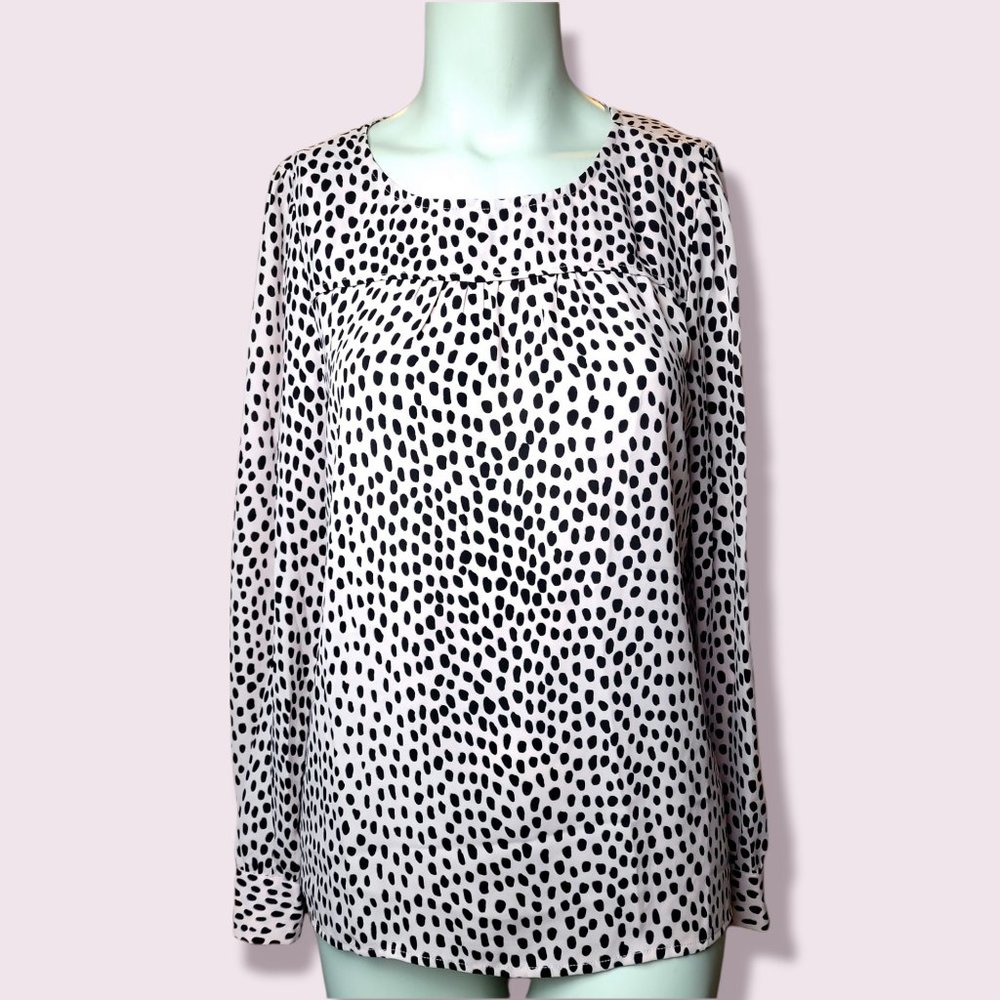 NWT J. Crew Womens Career Polka Dot Long Sleeve Business Casual Blouse | XS